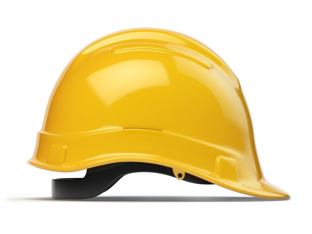 Yellow hard hat, safety helmet isolated on white
